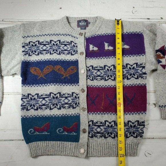 Woolrich Vintage Wool Winter Outdoors Sweater Button LS Womens XL EUC - Picture 4 of 5